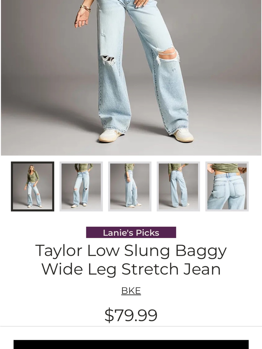 BKE Light Blue Distressed Wide Leg Jeans